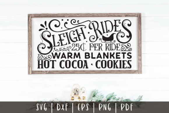 Sleigh Rides, Vintage Christmas Sign SVG